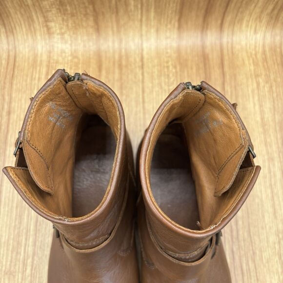 Frye Boots Tyler Engineer Women's Size 7.5B Brown Leather Buckle Moto Zipper - Picture 8 of 9